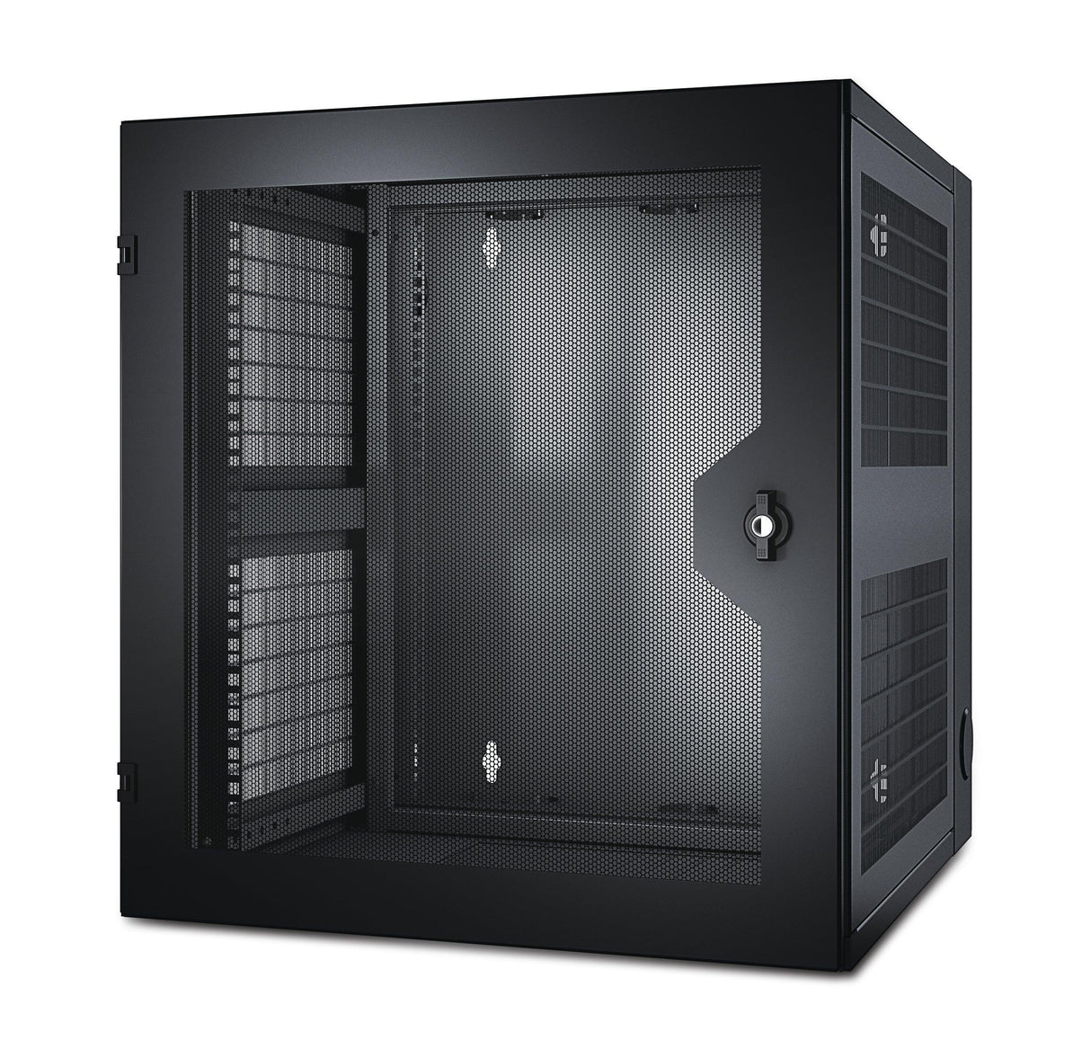 APC NetShelter WX 13U w|Threaded Hole Vertical Mounting Rail Vented Front Door Black (AR100HD)