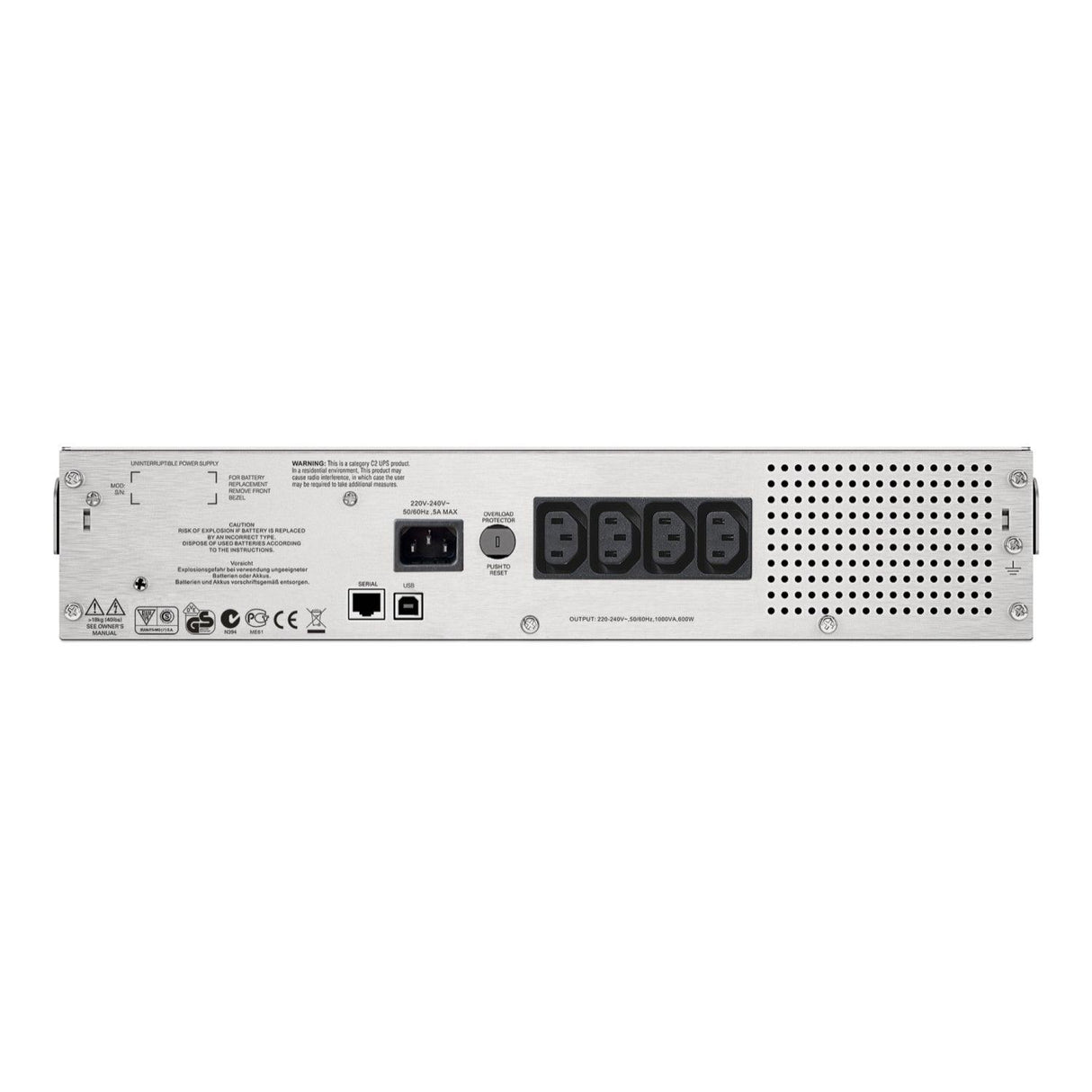 APC Smart-UPS C 1000VA - 600 W | 2U | LCD | 230V | 50|60 Hz | USB | 459 J (SMC1000I-2U)