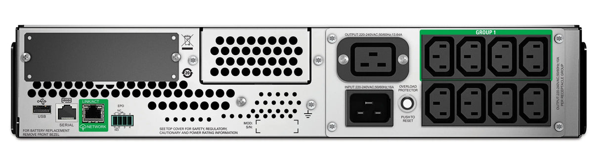 APC Smart-UPS | Line Interactive | 2200VA | Rackmount 2U | 230V | 8x IEC C13+2x IEC C19 outlets | SmartConnect Port+SmartSlot | AVR | LCD (SMT2200RMI2UC)