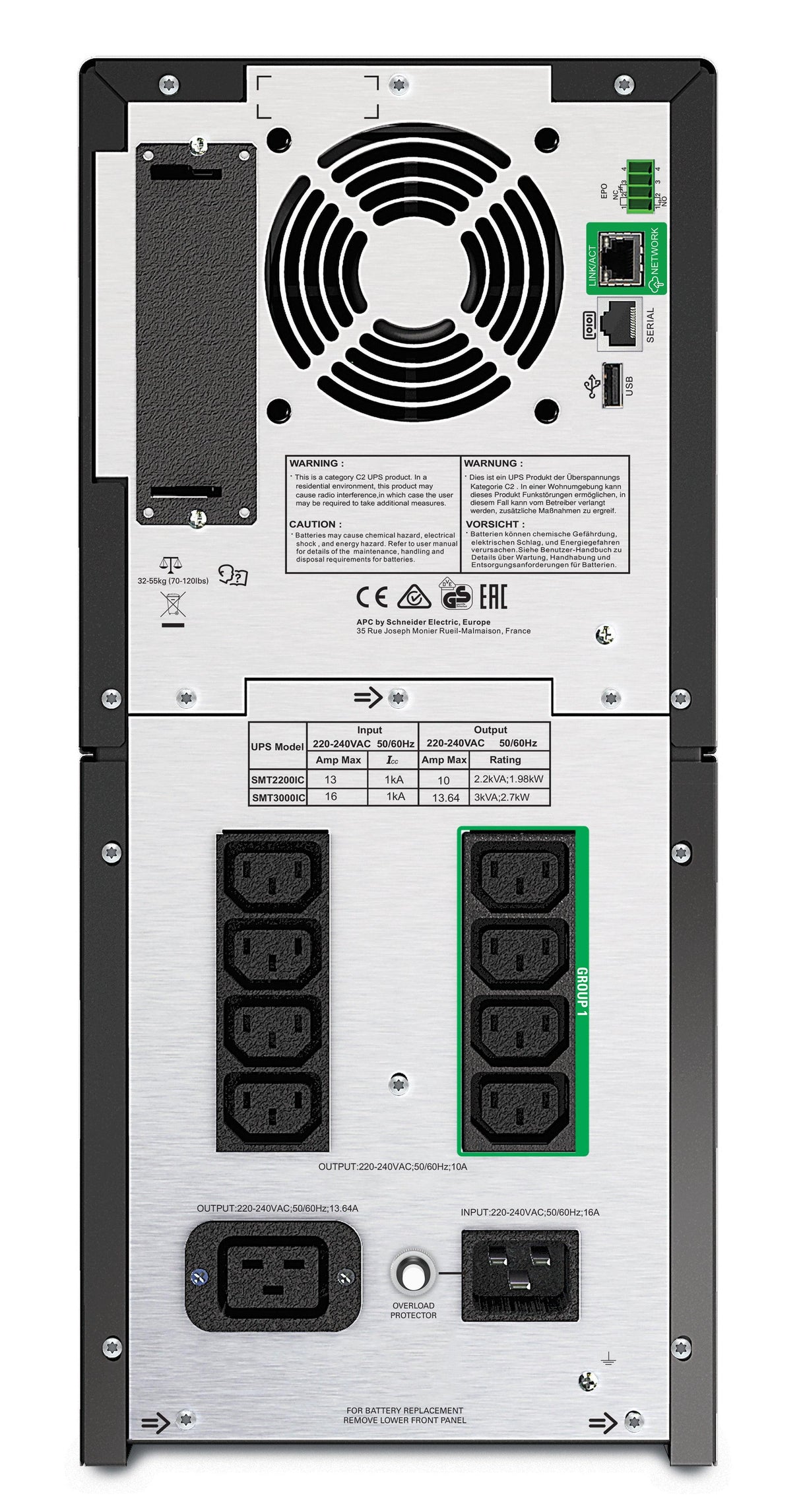 APC Smart-UPS | Line Interactive | 2200VA | Tower | 230V | 8x IEC C13+2x IEC C19 outlets | SmartConnect Port+SmartSlot | AVR | LCD (SMT2200IC)