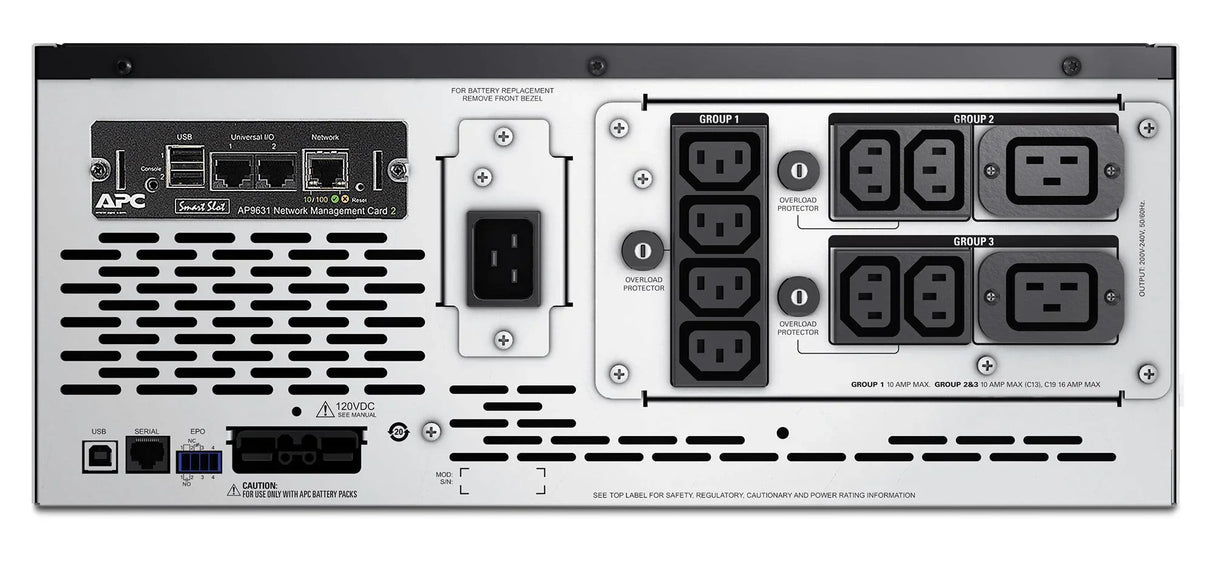 APC Smart-UPS X 3000VA - LCD | 200-240V | 2700 W | 230V | 5% THD | SmartSlot | LED | 645 J | 4U | 38.64kg with Network Card (SMX3000HVNC)