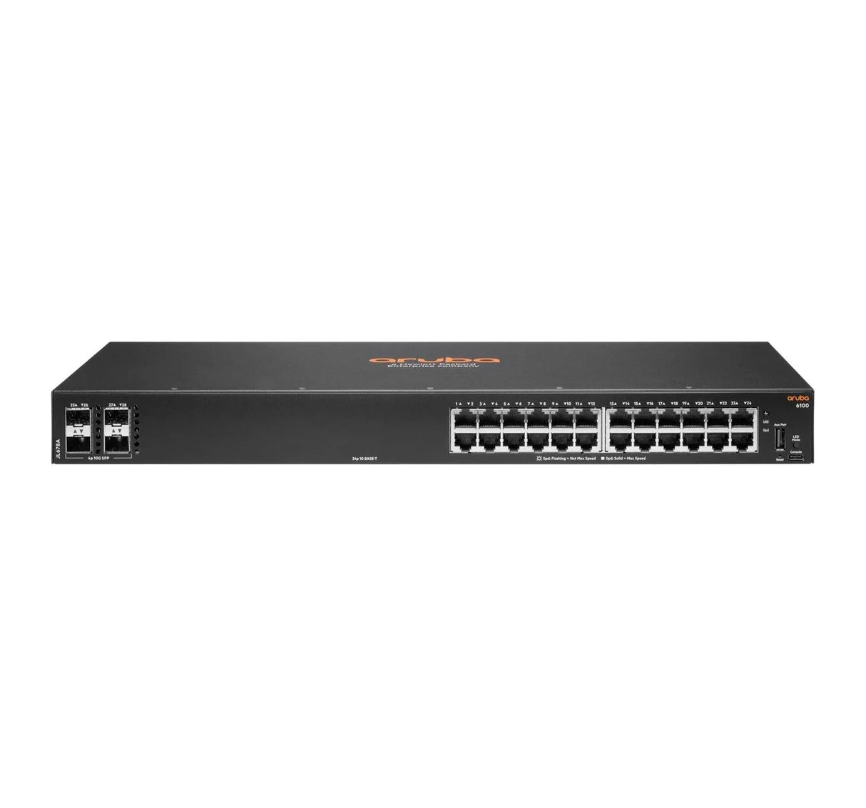ARUBA 6100 – Managed Layer 3 / 24-Port / Gigabit – 1U Rack-Mount Network Switch with 4 SFP+ Uplinks & PoE