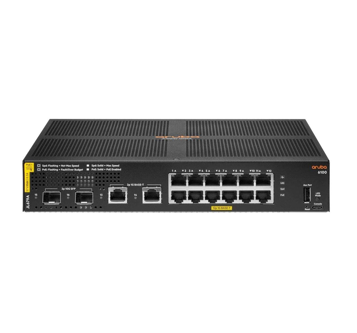 ARUBA 6100 – Managed Layer 3 / 12-Port Gigabit / 1U Rack-Mount Network Switch with PoE+ 139W