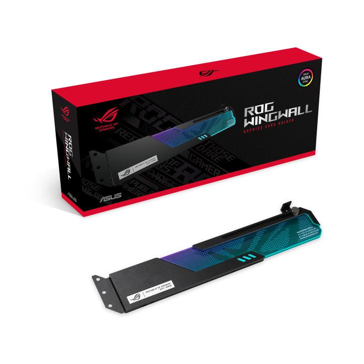 ASUS Graphics Card Holder Supports All ATX Size Chassis | Eliminate Sag | Tough Aluminium Alloy | Swappable Acrylic Plate | Aura Sync (ROG-WINGWALL-HOLDER)