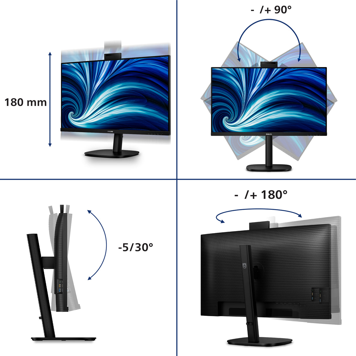 PHILIPS 32B2U3601H Monitor – 31.5" / QHD / IPS / 100Hz – Business Monitor