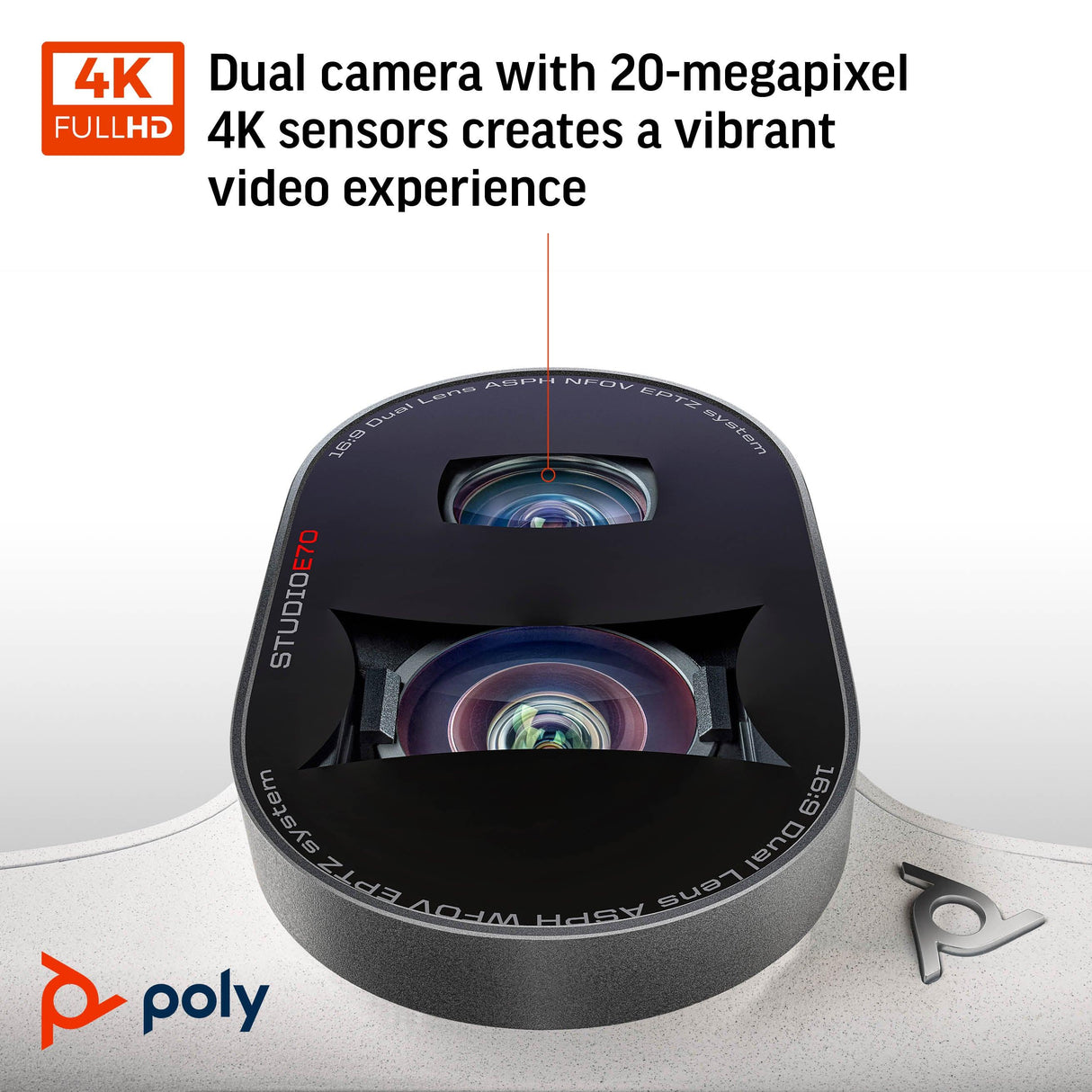 POLY Studio E70 – 4K Ultra HD / 120° Wide-Angle / AI-powered Features – Zoom Certified Conference Camera