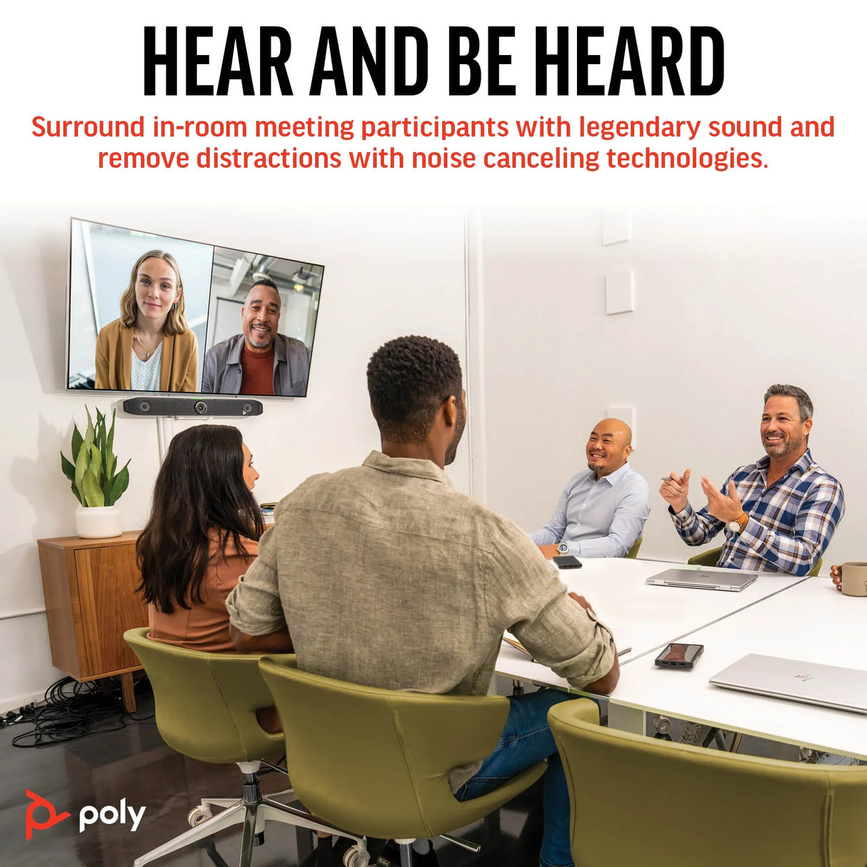 POLY Studio X52 – 4K Ultra HD / 120° Wide-Angle / 8-Mic Array – UC Room System