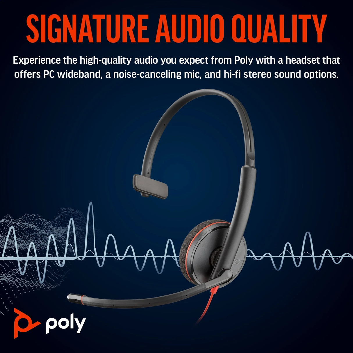 POLY Blackwire 3210 – Wired (3.5mm) / Mono / Office – On-Ear Headset