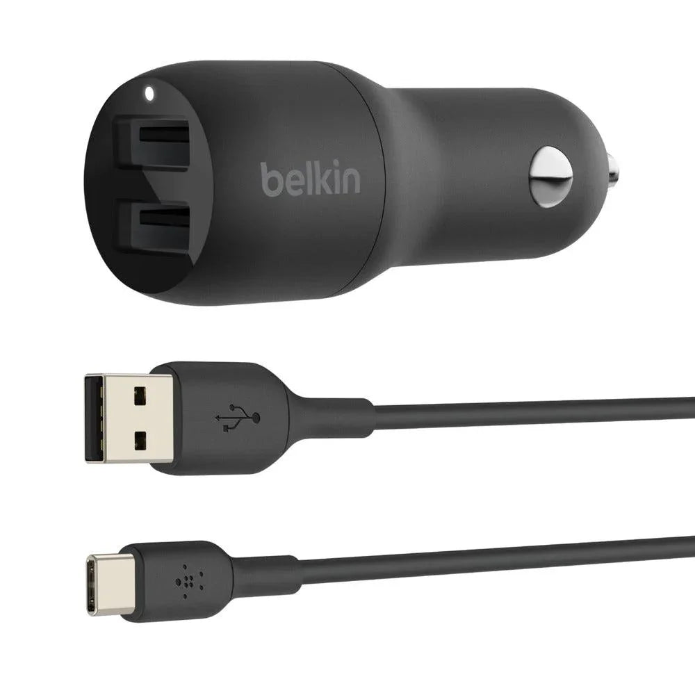 BELKIN BOOST CHARGE – 24W / 2x USB-A / Fast Charge – Car Charger