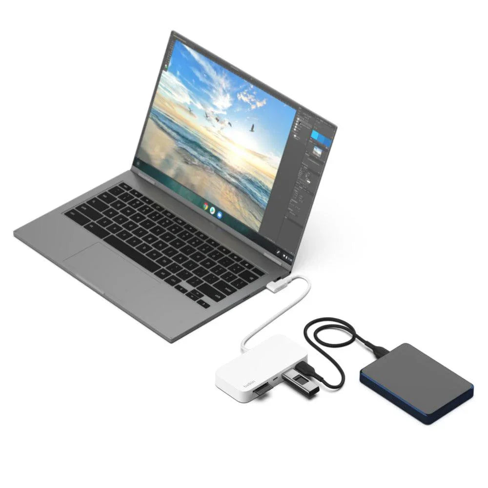 BELKIN INC011btWH – USB-C / 10Gbps Data / 3M Mount / Travel Hub