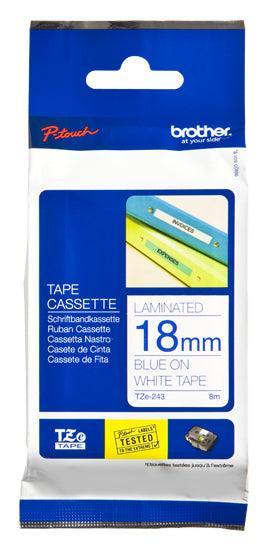 BROTHER 18 mm blue on white laminated (TZE-243)