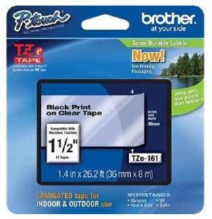 BROTHER 36 mm black on clear tape | 8m (TZE-161)