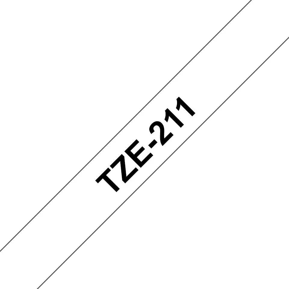 BROTHER 6 mm | 8 m | TZe | Black on White (TZe-211)