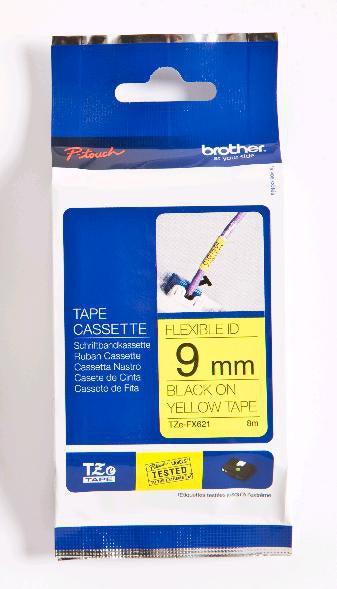BROTHER 9 mm black on yellow tape | 8m (TZE-FX621)