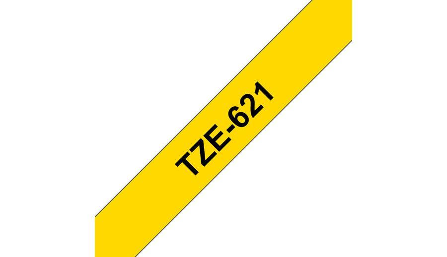 BROTHER 9mm Black on Yellow Laminated Tape - 8m (TZE-621)