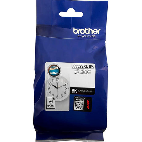 BROTHER Black Ink Cartridge | Single Pack. Prints 3 |000 pages (LC-3329XLBK)