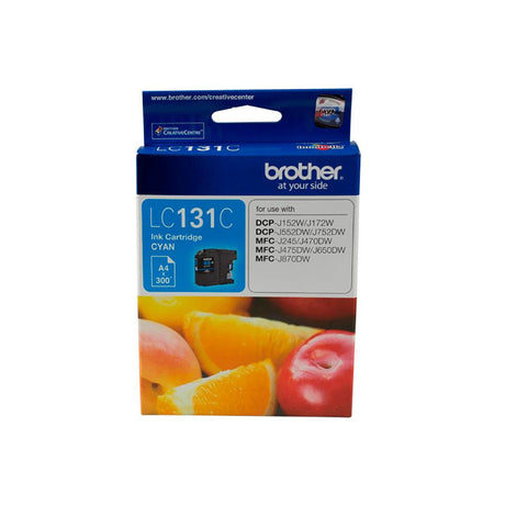 BROTHER Cyan Ink Cartridge | Single Pack. Prints 300 pages (LC-131C)