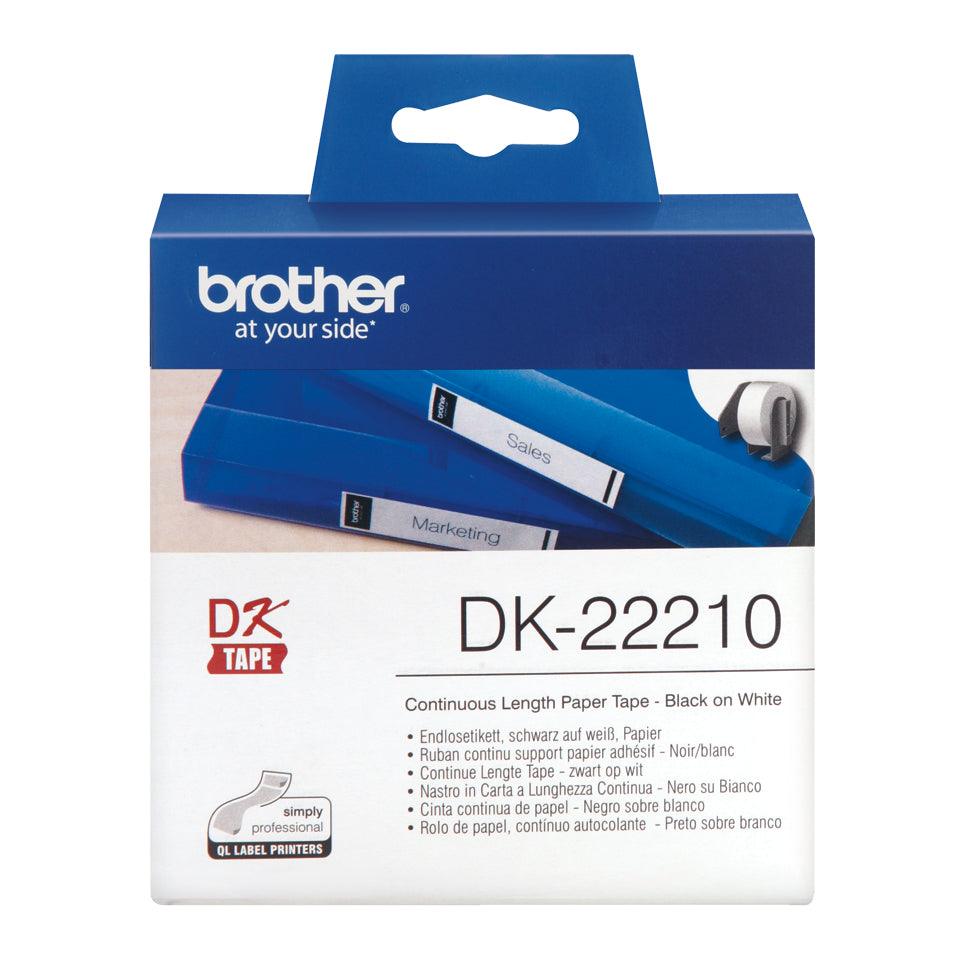 BROTHER Durable White Paper Tape - Medium Width Tape - 29mm x 30.48m (DK-22210)