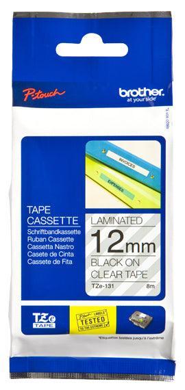 BROTHER Genuine Brother TZe-131 Labelling Tape | Black on Clear | 12mm wide (TZE-131)