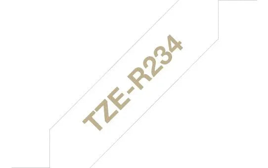 BROTHER Genuine Brother TZe-R234 Ribbon Tape Cassette | Gold on White | 12mm wide (TZE-R234)