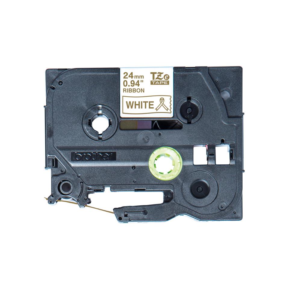 BROTHER Genuine Brother TZe-R254 Ribbon Tape Cassette | Gold on White | 24mm wide (TZE-R254)