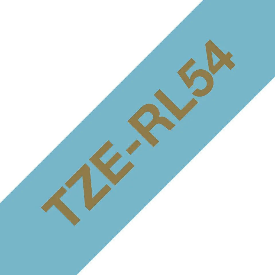 BROTHER Genuine Brother TZe-RL54 Ribbon Tape Cassette | Gold on Light Blue | 24mm wide (TZE-RL54)