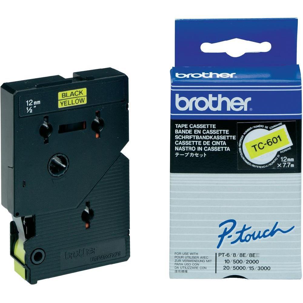 BROTHER Laminated Labelling Tape - 12mm | Black on Yellow (TC-601)
