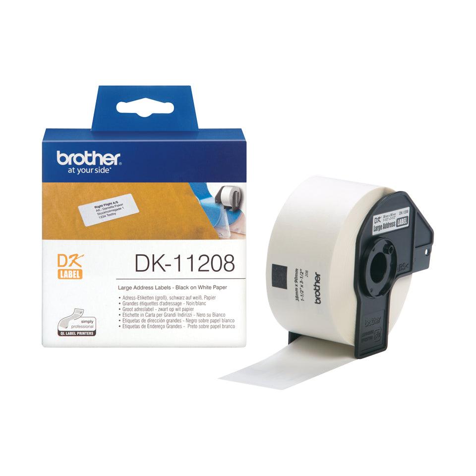 BROTHER Large Address Labels - 38mm x 90mm - 400 labels per roll (DK-11208)