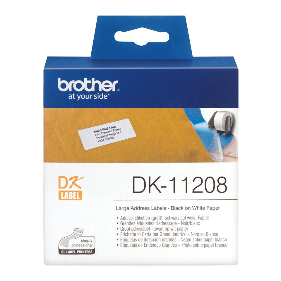 BROTHER Large Address Labels - 38mm x 90mm - 400 labels per roll (DK-11208)