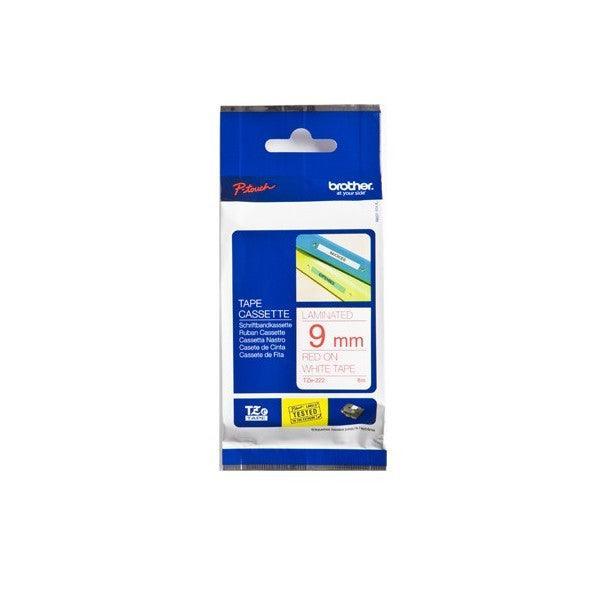 BROTHER TZe-222 - 9 mm red on white tape | 8m (TZE-222)