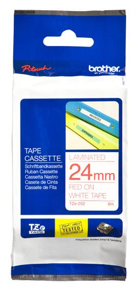 BROTHER TZe-252 - 24 mm red on white tape | 8m (TZE-252)
