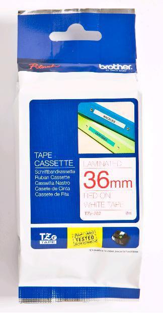 BROTHER TZe-262 - 36 mm red on white tape | 8m (TZE-262)