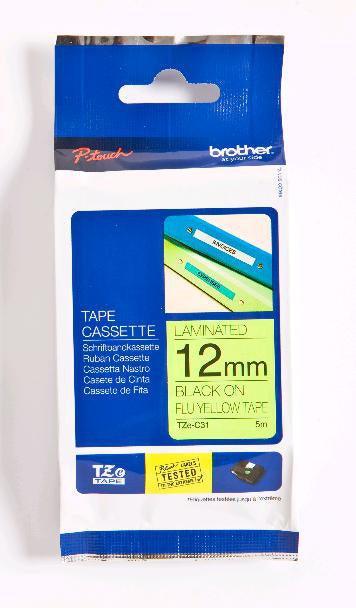 BROTHER TZe-C31 - 12 mm black on fluorescent green tape | 8m (TZE-C31)