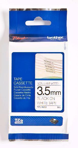 BROTHER TZe-N201 - 3 |5 mm black on white tape | 8m (TZE-N201)