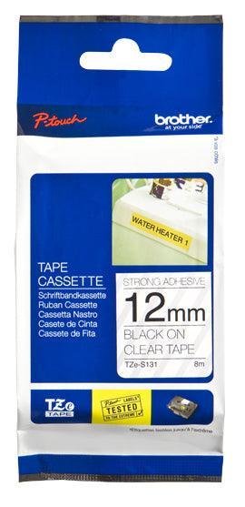 BROTHER TZe-S131 - 12 mm black on clear tape | 8m (TZE-S131)