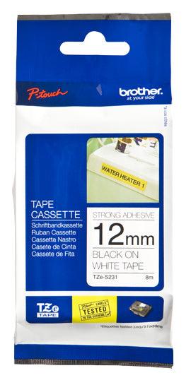 BROTHER TZe-S231 - 12 mm black on white tape | 8m (TZE-S231)