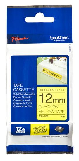 BROTHER TZe-S631 - 12 mm black on yellow tape | 8m (TZE-S631)