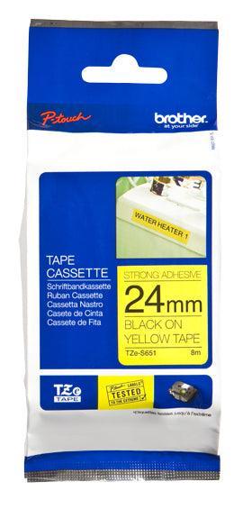 BROTHER TZe-S651 - 24 mm black on yellow tape | 8m (TZE-S651)