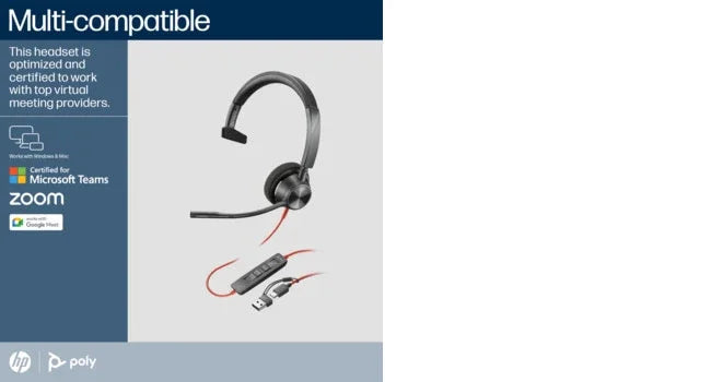 POLY Blackwire 3310 – Wired (USB-C) / Mono / Office – Head-band Headset