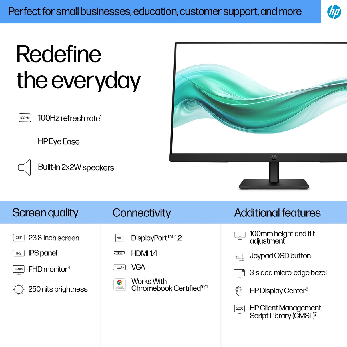 HP B0BU9UT Monitor – 23.8" / Full HD / IPS / 100Hz – Business Monitor