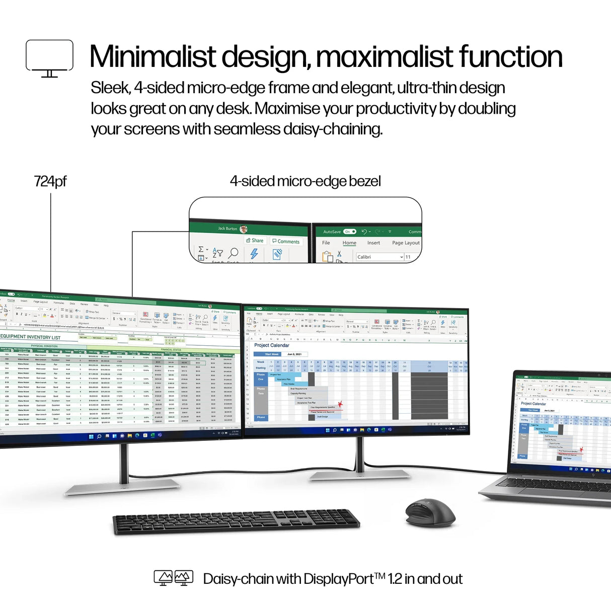 HP 724pf Monitor – 23.8" / Full HD / IPS / 100Hz – Business Monitor
