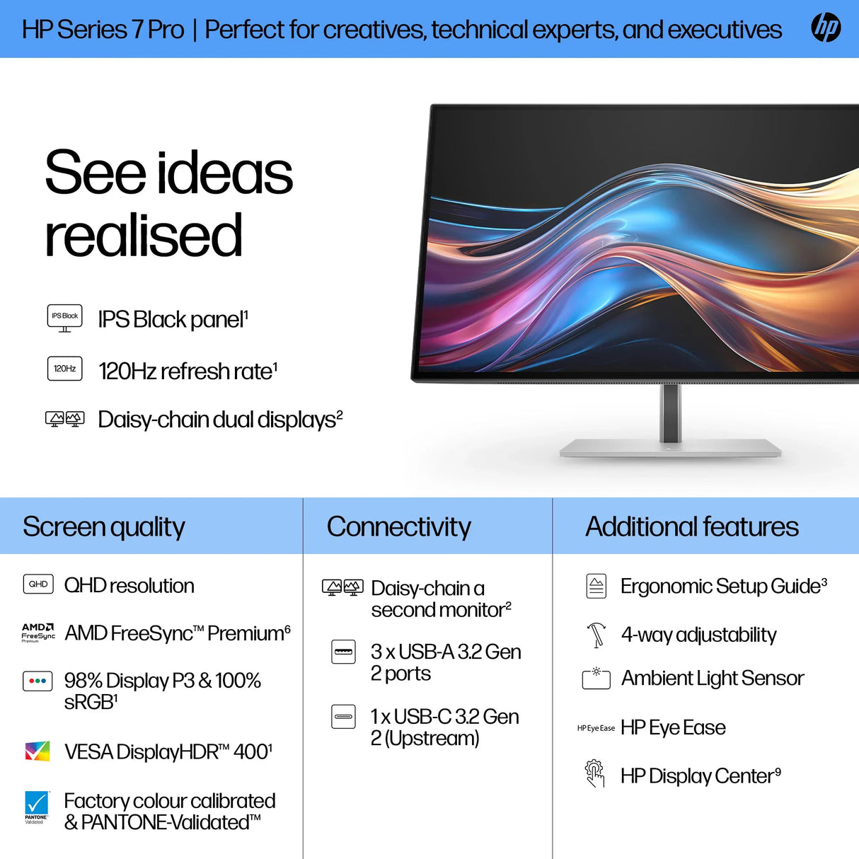 HP 727pq Monitor – 27" / QHD / IPS / 60Hz – Business Monitor