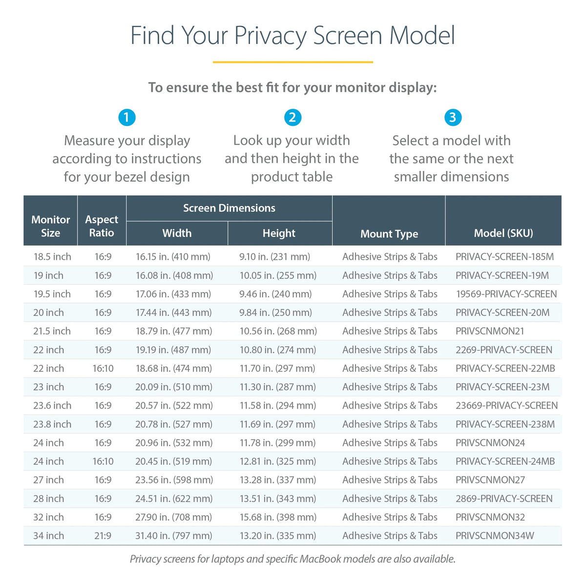 STARTECH PRIVACY-SCREEN-185M – 18.5" / 2-Way Privacy – Widescreen Monitor Privacy Filter – Slide-Mount – Blue Light Reduction – Matte/Glossy