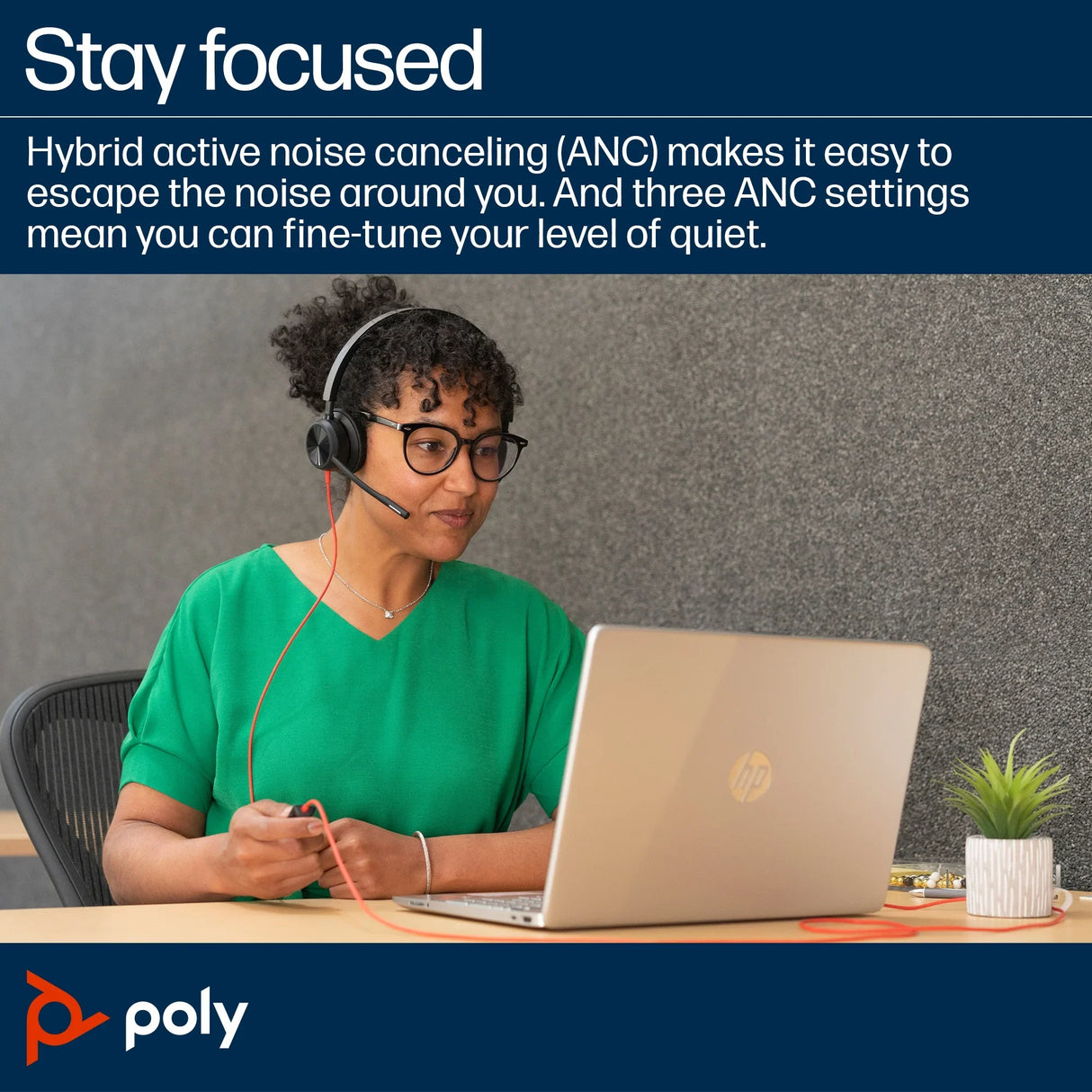 POLY Blackwire 8225 – Wired (USB-A) / Stereo / Office – On-Ear Headset with ANC