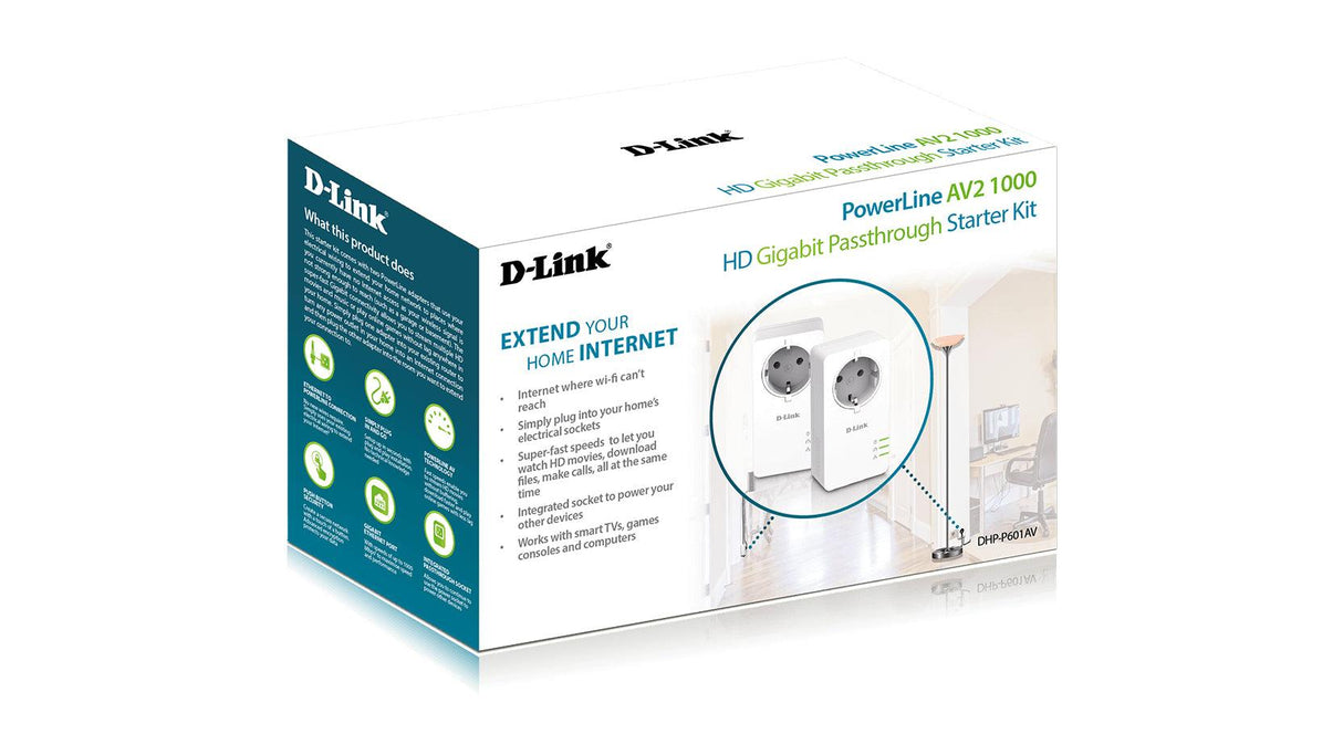 D-LINK RJ-45 Gigabit Ethernet LAN port | 3.7 W | 100 to 240 V AC | 50|60 Hz | 195 grams (DHP-P601AV)