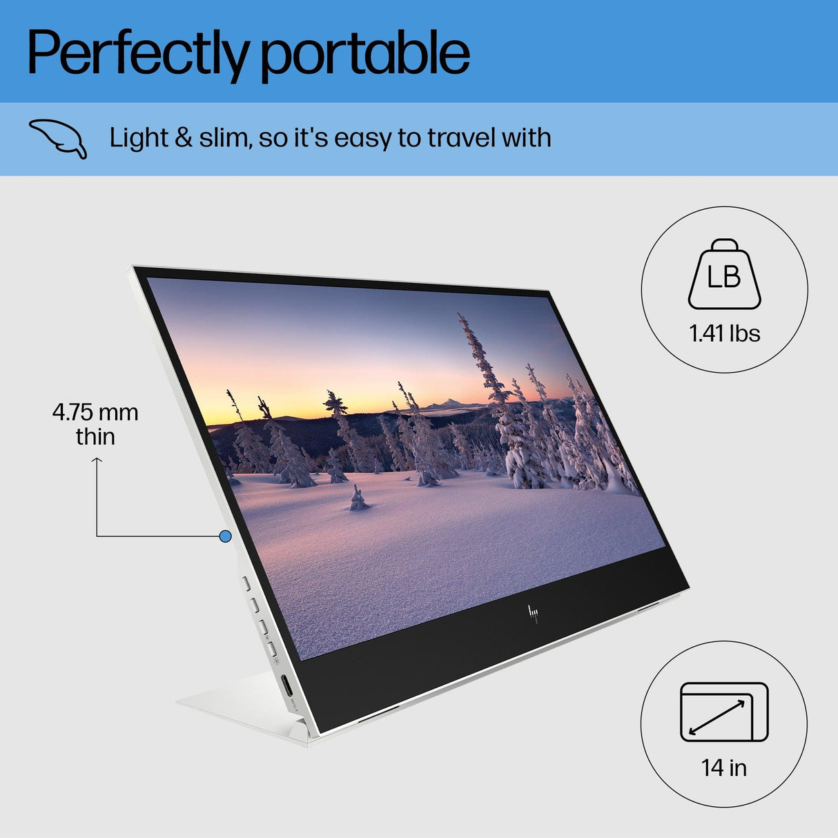 HP E-Series E14 G4 computer monitor (14") Full HD LED White