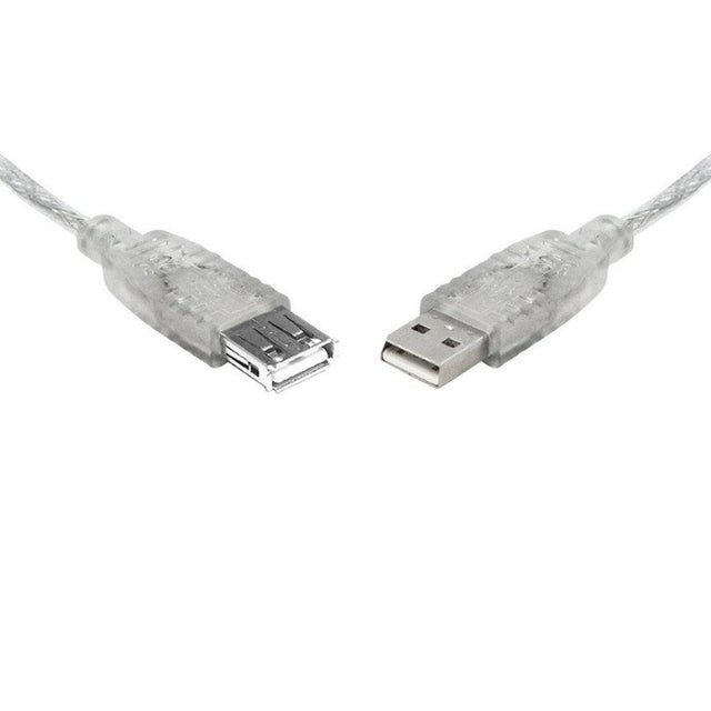 8WARE USB 2.0 Extension Cable 3m A to A Male to Female Transparent Metal Sheath Cable 8WARE