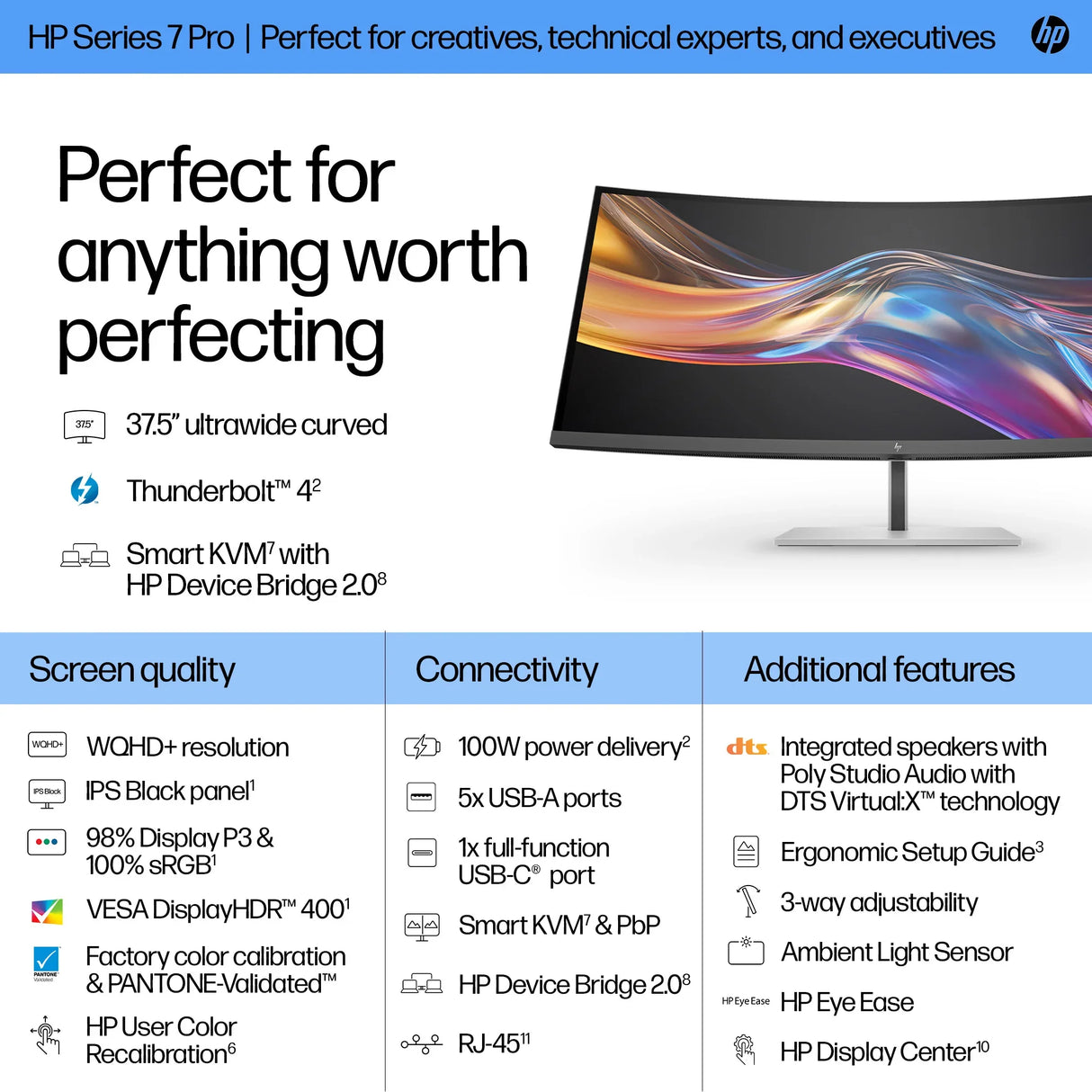 HP 738PU Monitor – 37.5" / WQHD+ / IPS / 60Hz – Business Monitor