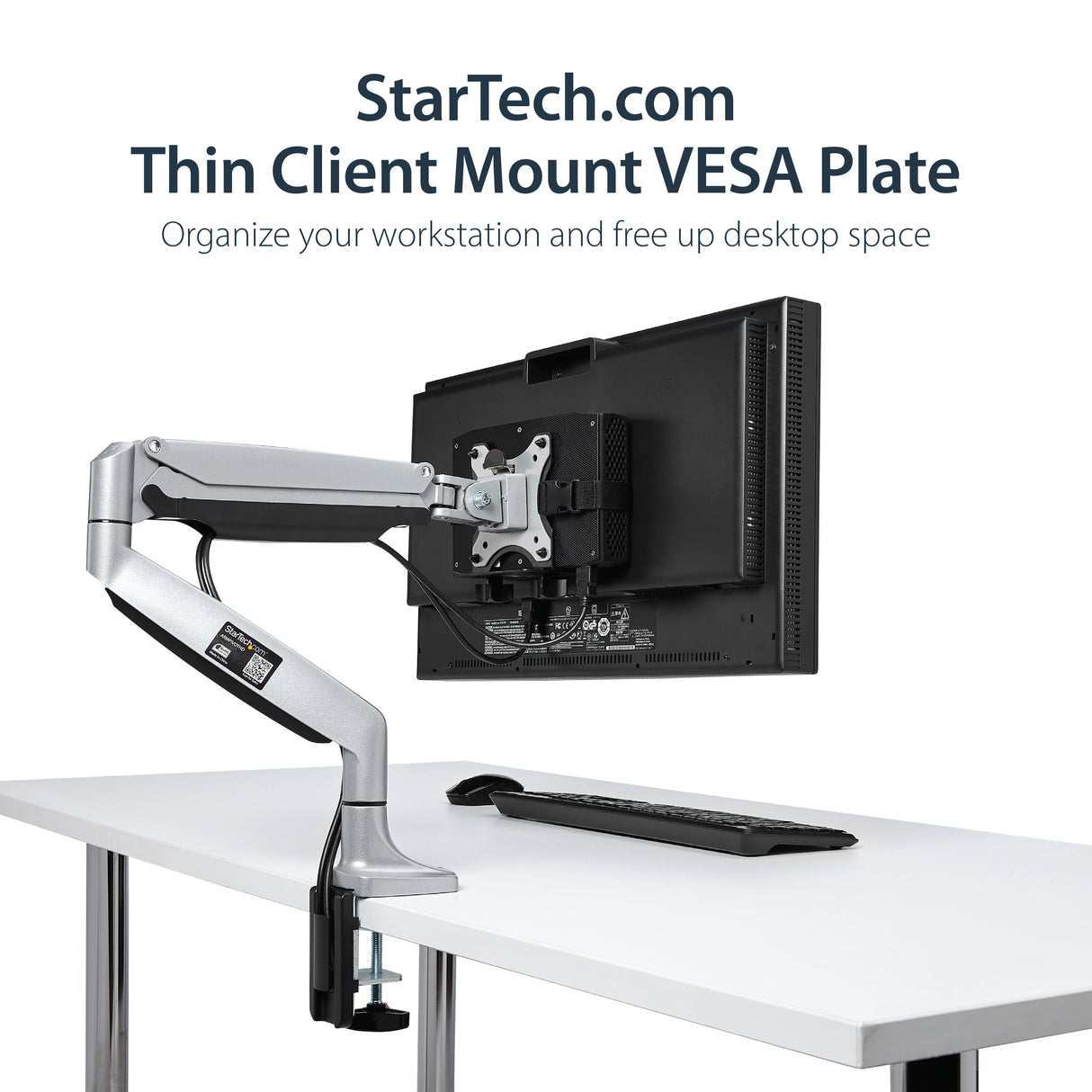 STARTECH Thin Client Mount - Mini PC VESA Mount - Adjustable .7 to 2.8" - Under Desk Computer Mount - Mac Mini Monitor Mount (ACCSMNT) (ACCSMNT)