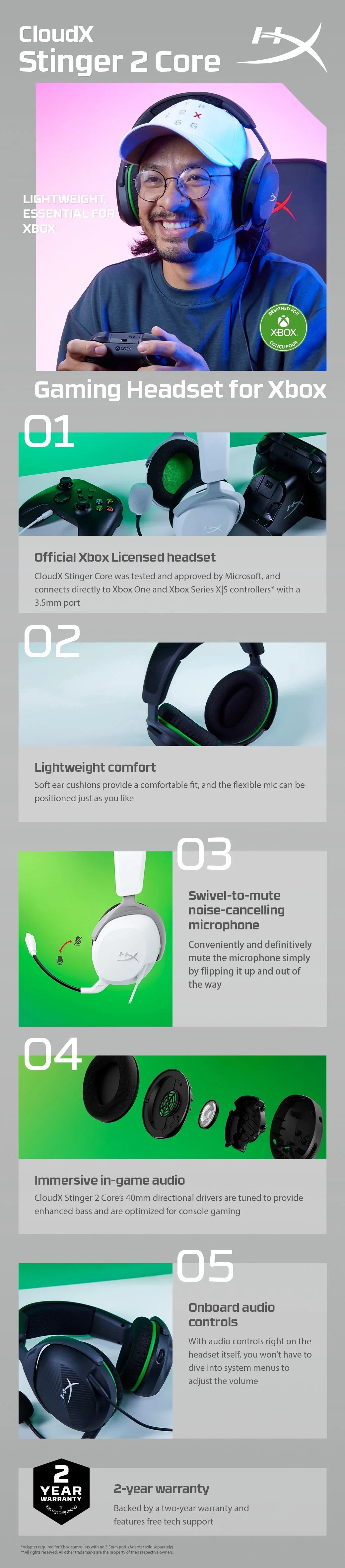 HP HYPERX CLOUDX STINGER 2 CORE – Wired (3.5mm) / Gaming – Over-Ear Headset